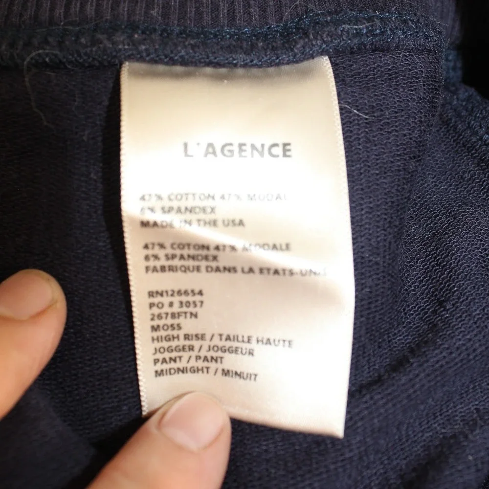 L'AGENCE Moss High Rise Jogger Pants Midnight Navy Blue Size XL